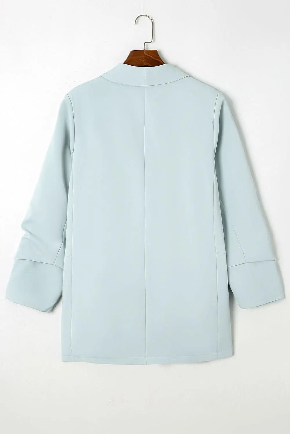 Sky blue plus size lapel blazer - Love Salve